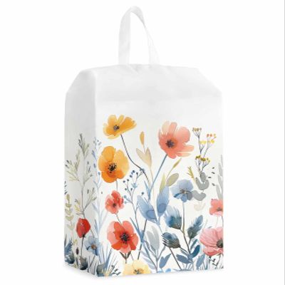 Blue Floral Shoe Bags - Large Travel Golf Shoes Pouch Bags Storage Organizer Accessories with Zipper & Handle for Men, Women, Kids, Traveling, Gym, Sport, Spring Botanical Leaves Plant Garden Herb