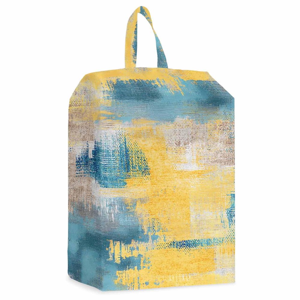 Abstract Orange Shoe Bags - Large Travel Golf Shoes Pouch Bags Storage Organizer Accessories with Zipper & Handle for Men, Women, Kids, Traveling, Gym, Sport, Teal Brown Brush Oil Painting Ombre