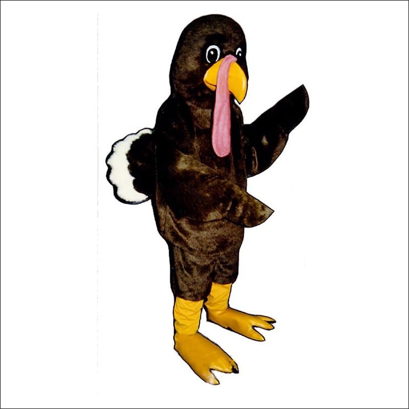 Dark Brown Turkey Mascot Costume Adult Size for Men & Women with Built-in Fan Inside the Head