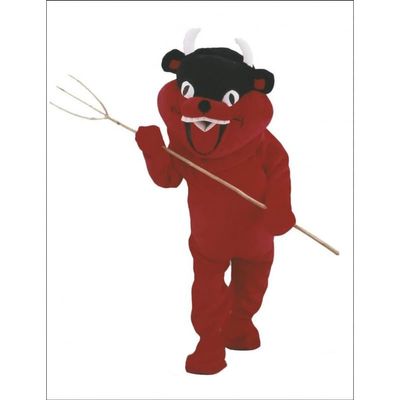 Happy Red Devil Mascot Costume Adult Size for Men & Women with Built-in Fan Inside the Head