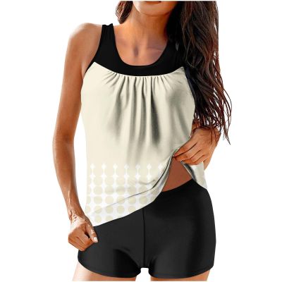 hlysgo Modest Swimsuits for Women 2 Piece Tankini Swimwear Blouson Swim Tank Top with Boyshorts 2025 Athletic Bathing Suits
