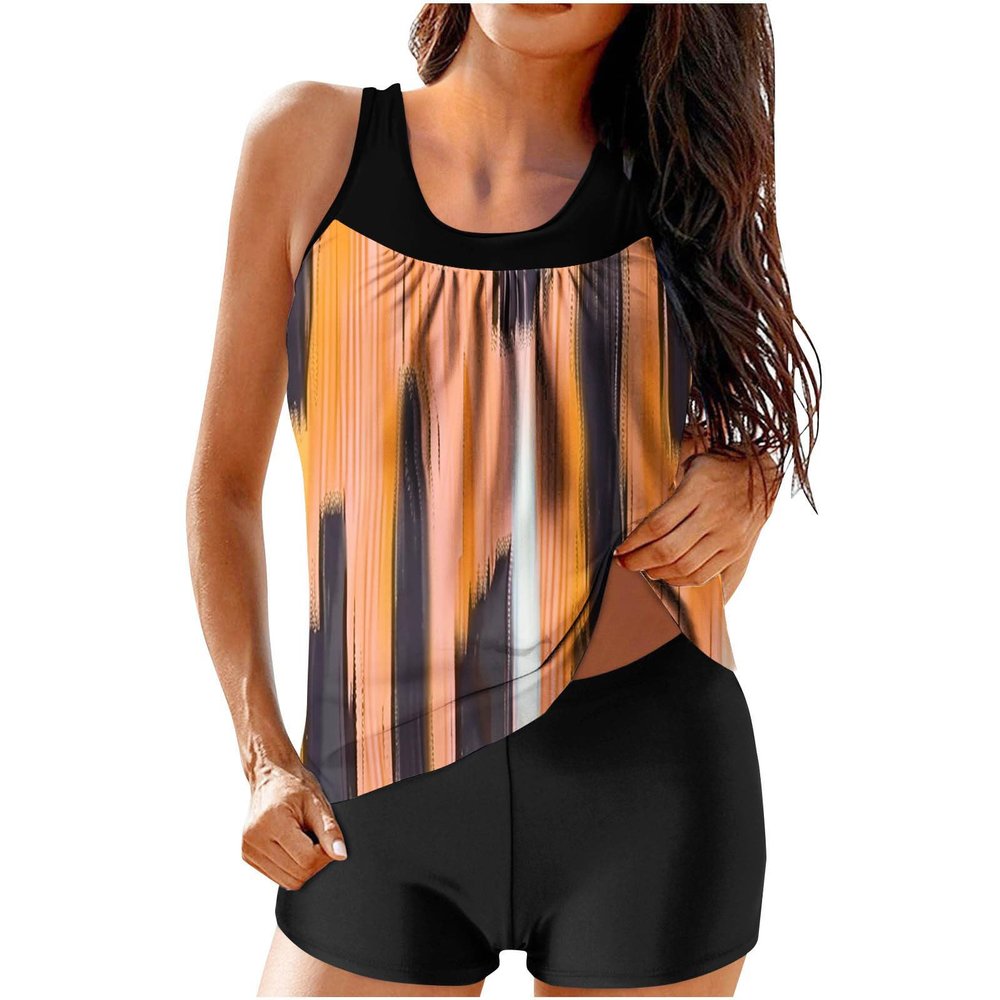 hlysgo Modest Swimsuits for Women 2 Piece Tankini Swimwear Blouson Swim Tank Top with Boyshorts 2025 Athletic Bathing Suits