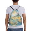 MYGANN Windmill In The Sea Of Flowers Large Capacity Lightweight Waterproof Drawstring Bag For Outdoor Sports Fitness Yoga Traveling, Small, Black view 2
