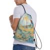 MYGANN Windmill In The Sea Of Flowers Large Capacity Lightweight Waterproof Drawstring Bag For Outdoor Sports Fitness Yoga Traveling, Small, Black view 3