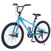 BALINGEUS Stock 26 Inch BMX Style Mountain Bike,MTB 7 Speeds Bicycle,Dual Disc Brake Bicycles City Bike,Height-Adjustable Leather Saddle,Blue view 2
