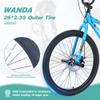 BALINGEUS Stock 26 Inch BMX Style Mountain Bike,MTB 7 Speeds Bicycle,Dual Disc Brake Bicycles City Bike,Height-Adjustable Leather Saddle,Blue view 4