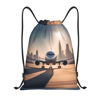 MYGANN Landing Airplane Large Capacity Lightweight Waterproof Drawstring Bag For Outdoor Sports Fitness Yoga Traveling