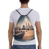 MYGANN Landing Airplane Large Capacity Lightweight Waterproof Drawstring Bag For Outdoor Sports Fitness Yoga Traveling view 2
