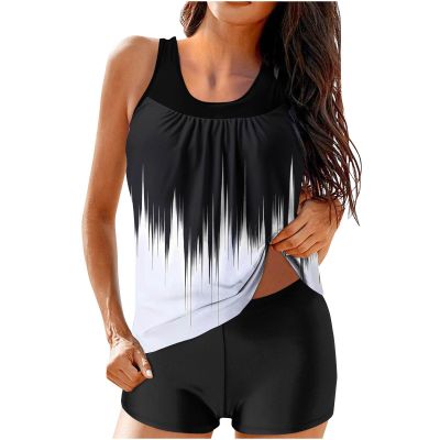 hlysgo Modest Swimsuits for Women 2 Piece Tankini Swimwear Blouson Swim Tank Top with Boyshorts 2025 Athletic Bathing Suits