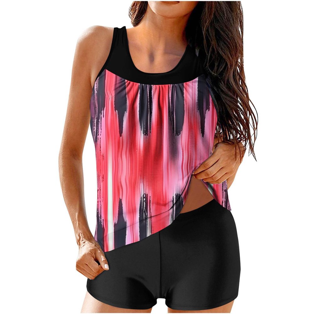 hlysgo Modest Swimsuits for Women 2 Piece Tankini Swimwear Blouson Swim Tank Top with Boyshorts 2025 Athletic Bathing Suits