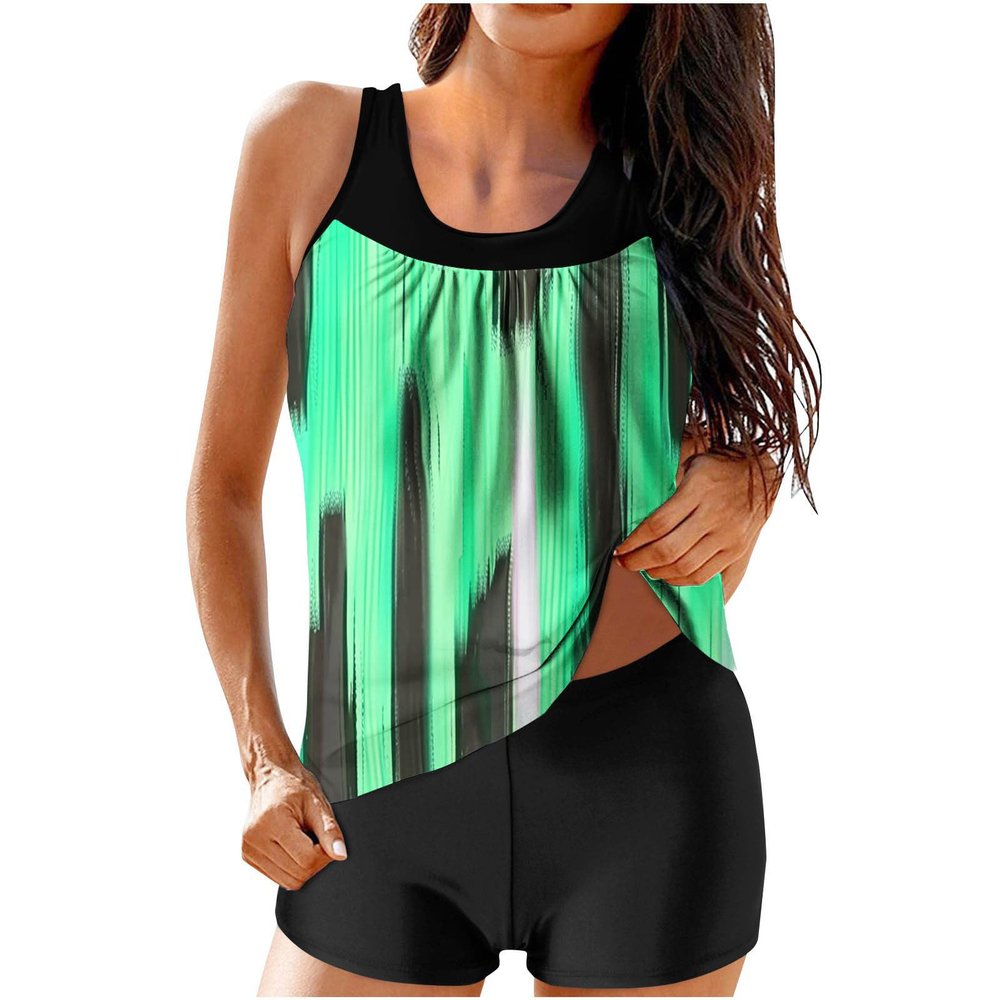 hlysgo Modest Swimsuits for Women 2 Piece Tankini Swimwear Blouson Swim Tank Top with Boyshorts 2025 Athletic Bathing Suits
