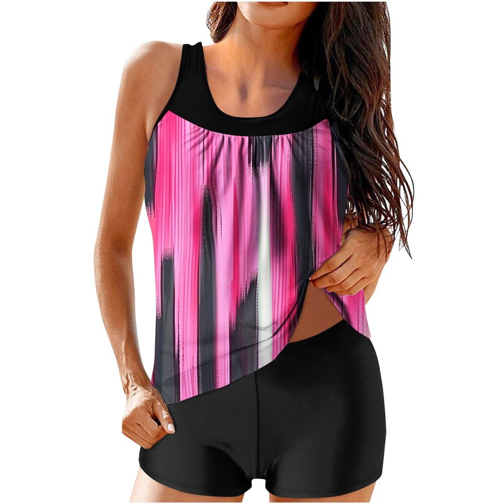 hlysgo Modest Swimsuits for Women 2 Piece Tankini Swimwear Blouson Swim Tank Top with Boyshorts 2025 Athletic Bathing Suits