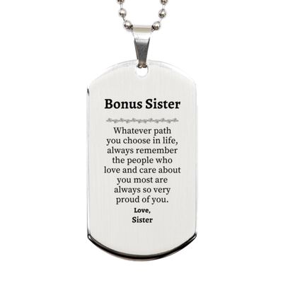 NineFit Basics Sister Silver Dog Tag, Always so very proud of you, Inspirational Sister Birthday Supporting Gifts From Sister