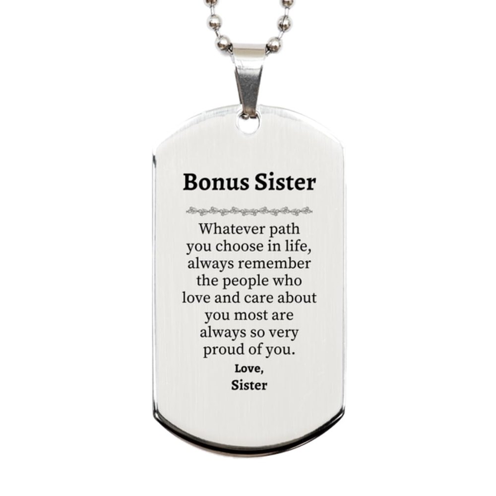 NineFit Basics Sister Silver Dog Tag, Always so very proud of you, Inspirational Sister Birthday Supporting Gifts From Sister
