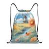 MYGANN Windmill In The Distance Large Capacity Lightweight Waterproof Drawstring Bag For Outdoor Sports Fitness Yoga Traveling view 1
