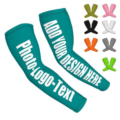 KOALEIU Custom Arm Sleeve Personalized Add Your Image Text Elastic Breathable Sleeves Covers, Personalized Arm Compression Sleeve for Cycling Pickleballs Basketball, DarkCyan