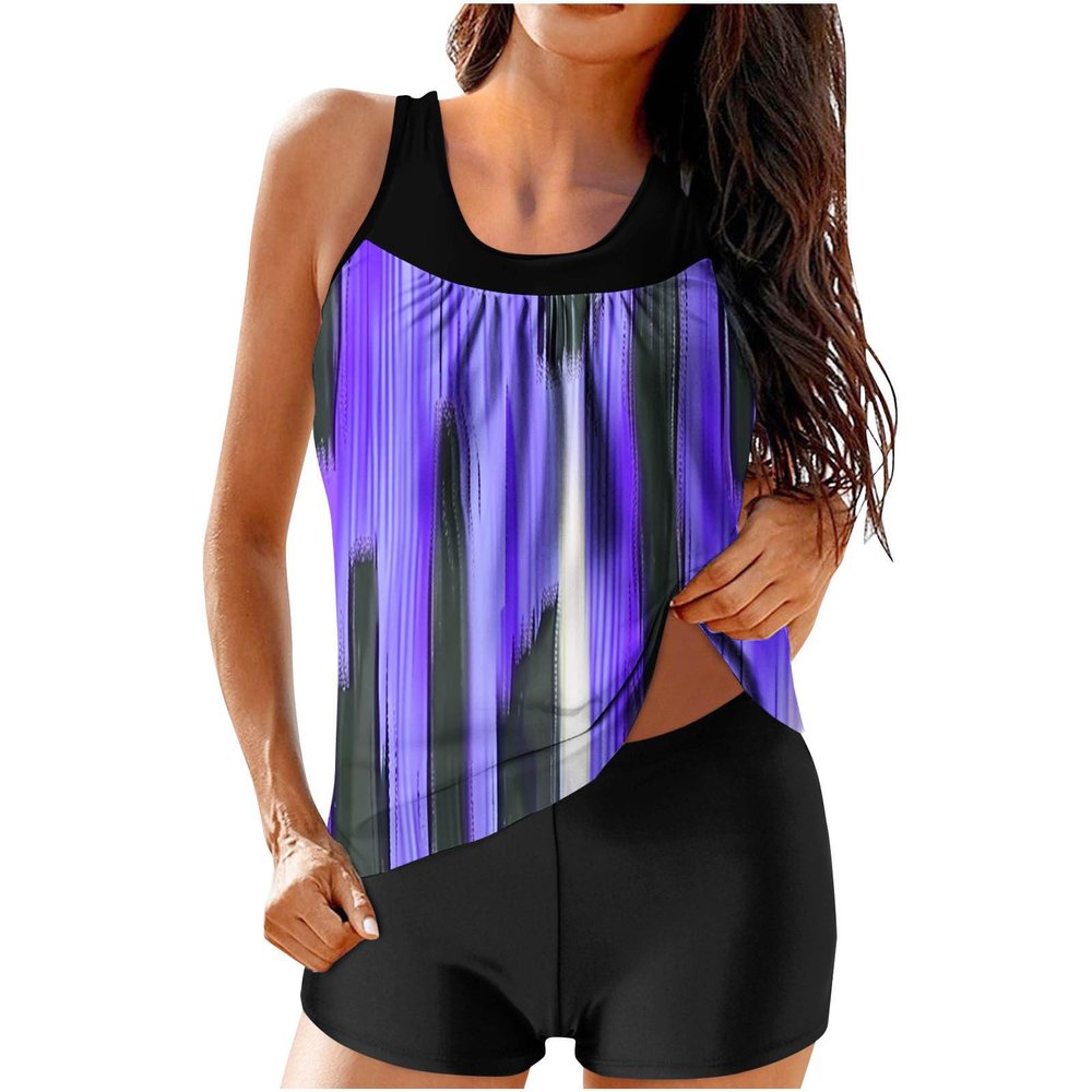 hlysgo Modest Swimsuits for Women 2 Piece Tankini Swimwear Blouson Swim Tank Top with Boyshorts 2025 Athletic Bathing Suits