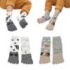 Pursuestar 2 Pairs Five Finger Toe Socks Athletic Running Casual Cartoon Animal Split Socks for Kids Girls Boys 3-12 Years view 1