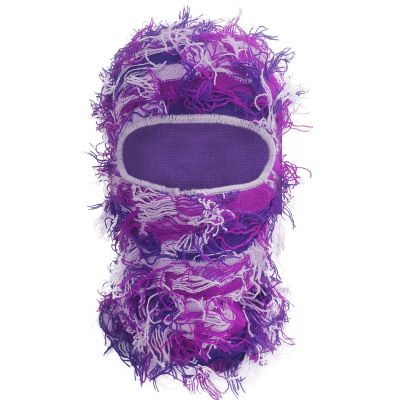 Ezovino Distressed Balaclava Ski Mask, Knitted Full Face Mask for Men/Women Purple