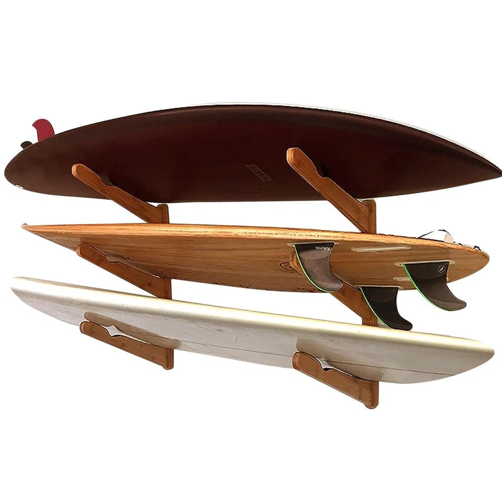 WILMIN Surfboard Wall Rack, Surfboard Shelf, Surf board Wall Mount, Snowboard Wall Rack, Ski Rack (3-Layers)
