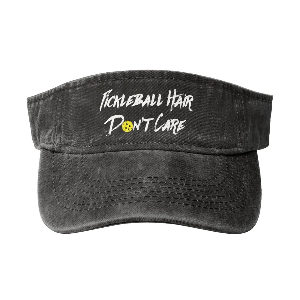 YvoneDBrownn Pickleball Hair Don't Care Funny Pickleball Sports Sun Visor Hat for Men Women,Empty Top Sun Hats,Black