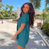 Halife Women's Swimwear Cover Ups Short Sleeve Beach Cover Ups Cute V Neck Coverup Dress for Bathing Suits Teal Blue S view 3