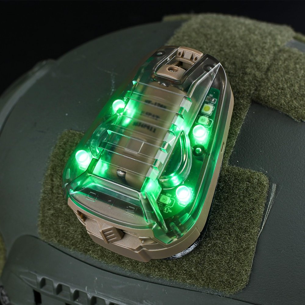 NECARL Tactical IR Helmet Light 4 Modes with Green + White LED + IR Strobe/Constant, Airsoft Survival Signal Identification Lamp for Fast Wendy and More Helmets