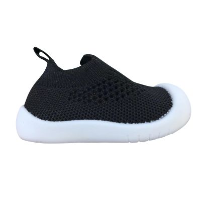 NineFit Basics Toddler Boys Girls First Walking Mesh Sandals Soft Soled Breathable Non-Slip Slip On Wide Toe Indoor Outdoor Shoes (Black, 4.5 Infant)