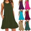 NaRHbrg Summer Dresses for Women Casual Tshirt Sundress Boho Tank Dress Casual Sleeveless Swing Cover Up Dress with Pockets view 1