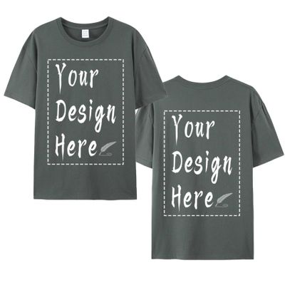 Customized Zone Custom Unisex T-Shirt for Men and Women Add Poto Text on Front and Back Personalized Your Own Design Tee Deep Grey