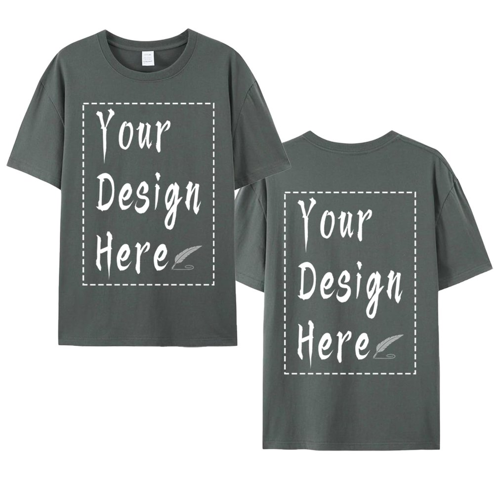 Customized Zone Custom Unisex T-Shirt for Men and Women Add Poto Text on Front and Back Personalized Your Own Design Tee Deep Grey