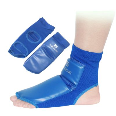 WIVKS Taekwondo Boxing Foot Protector Gear, Martial Arts Training Sparring Instep Guards Muay Thai Kung Fu Tae Kwon Do TKD Feet Gear Support for Men Women Kids (Blue,Large)