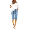 Askedwayu Women Summer Cotton Pants Plus Size High Waist Shorts Lacing Beach Workout Pocket Cropped Pants Sport Shorts Women F-Light Blue, M view 1