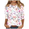 3/4 Length Sleeve Plus Size Blouse for Curvy Women - Elbow Sleeve Tee Summer Shirt Spring Top 2024 Trendy Watermelon Red S view 1