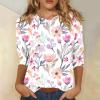 3/4 Length Sleeve Plus Size Blouse for Curvy Women - Elbow Sleeve Tee Summer Shirt Spring Top 2024 Trendy Watermelon Red S view 2