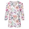 3/4 Length Sleeve Plus Size Blouse for Curvy Women - Elbow Sleeve Tee Summer Shirt Spring Top 2024 Trendy Watermelon Red S view 3