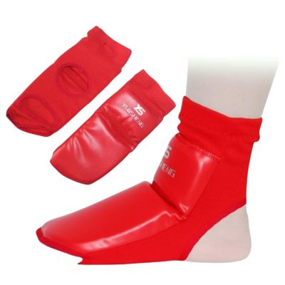 WIVKS Taekwondo Boxing Foot Protector Gear, Martial Arts Training Sparring Instep Guards Muay Thai Kung Fu Tae Kwon Do TKD Feet Gear Support for Men Women Kids (Red,Medium)