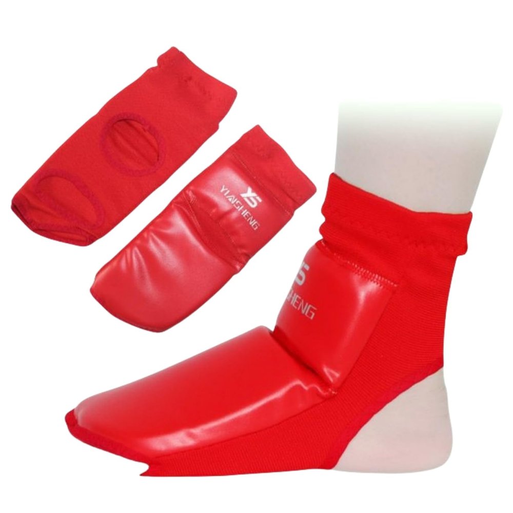 WIVKS Taekwondo Boxing Foot Protector Gear, Martial Arts Training Sparring Instep Guards Muay Thai Kung Fu Tae Kwon Do TKD Feet Gear Support for Men Women Kids (Red,Medium)