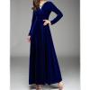 Womens Elegant Velvet Maxi Dress Trendy Gold Velvet V-Neck Long Sleeve Dresses Tunic Prom Floor-Length Long Dress (3X-Large,Blue) view 2