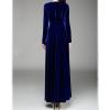 Womens Elegant Velvet Maxi Dress Trendy Gold Velvet V-Neck Long Sleeve Dresses Tunic Prom Floor-Length Long Dress (3X-Large,Blue) view 3
