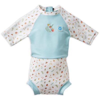 Splash About Happy Nappy Sunsuit, Swimsuit for Babies & Toddlers with Built-in Swim Diaper (Little Acorns, 6-12 Months)