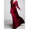 Womens Elegant Velvet Maxi Dress Trendy Gold Velvet V-Neck Long Sleeve Dresses Tunic Prom Floor-Length Long Dress (3X-Large,Red) view 2