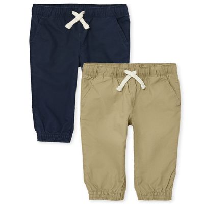 The Children's Place,Baby-Boys,and Toddler Stretch Pull on Jogger Pants,Flax/Tidal 2-Pack,3 Years