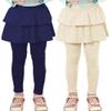 RieKet Girls School Uniform Pants Warm Stretchy Athletic Leggings with Skirt 2-14 Years Navy Blue Khaki 2 Pack 6-7 Years view 2