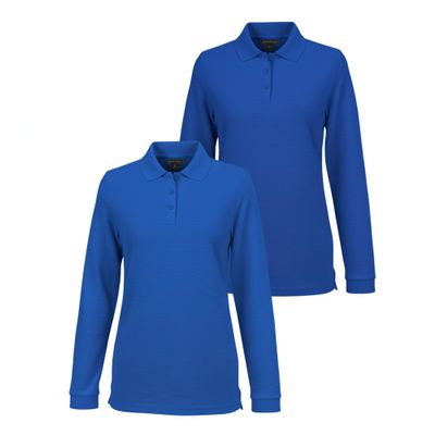INGEAR Girls Long Sleeve Polo Shirt 2PK for School Uniform, Golf, Casual Wear (US, Alpha, XX-Large, Regular, Royal Blue)