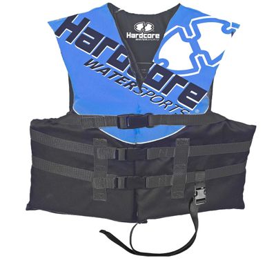 Hardcore USCG Type III Life Jacket PFD for Adults & Kids | Durable, Comfortable Ski Vest with Leg Strap for Watersports, Boating, Tubing & Enhanced Safety on The Water Blue (..Youth 50-90 lbs)
