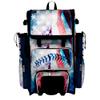 Boombah Superpack Hybrid Rolling Bat Bag - Wheeled & Backpack Version - USA Baseball Flag White/Royal Blue/Red view 1