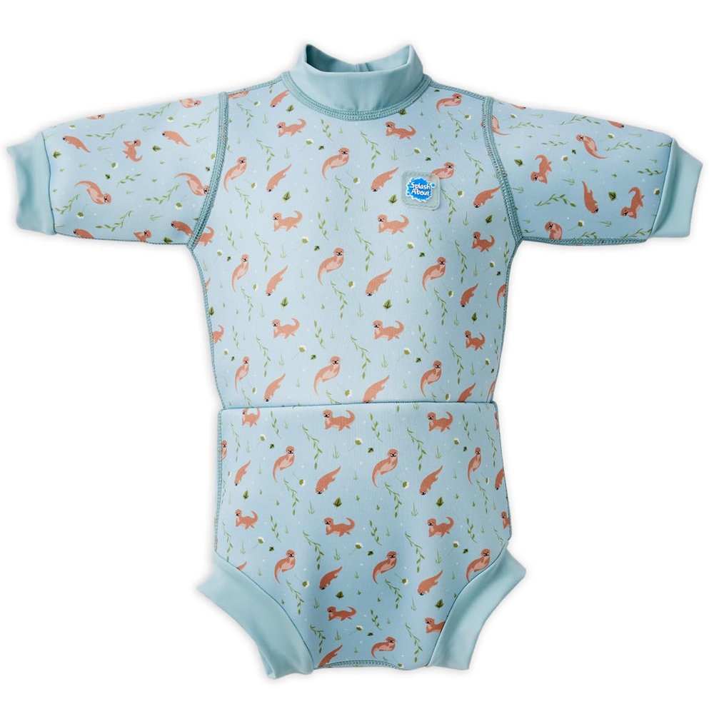 Splash About Happy Nappy Wetsuit, Swimsuit for Babies & Toddlers with Built-in Swim Diaper (Playful Otters, 3-8 Months)