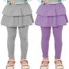 RieKet Girls School Uniform Pants Warm Stretchy Athletic Leggings with Skirt 2-14 Years Light Purple Mid Grey 2 Pack 6-7 Years view 2
