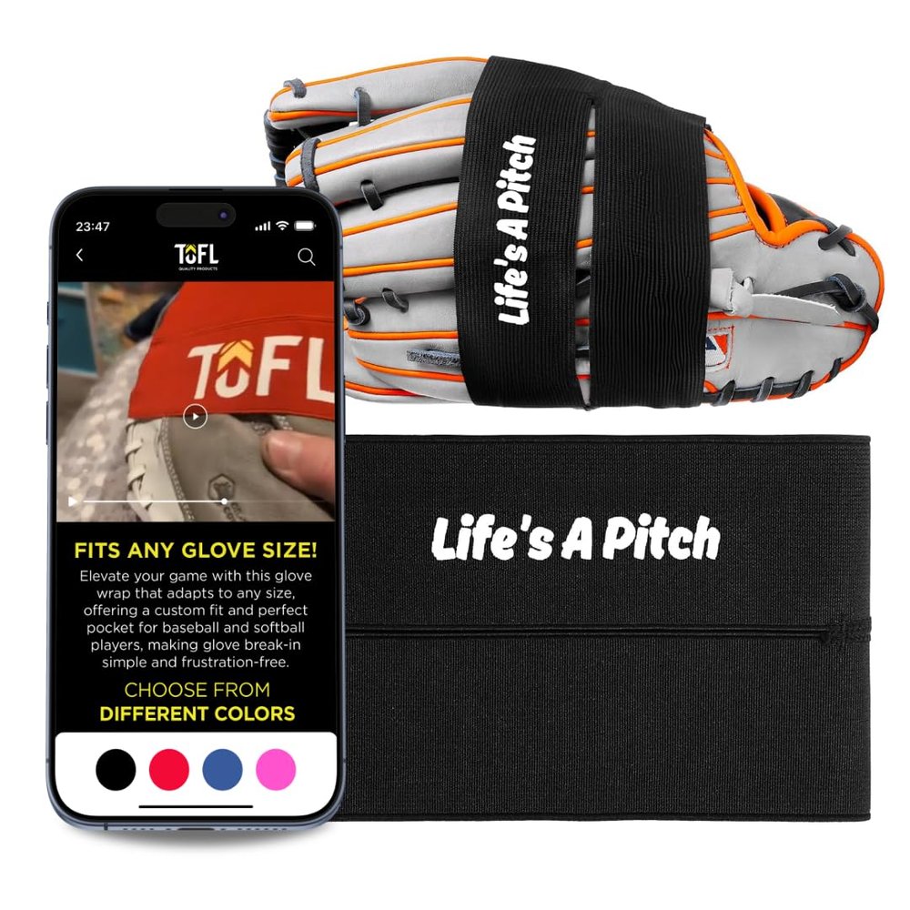 TOFL Baseball Glove Wrap Band for Break-in, Shaping & Glove Care | Baseball Glove Accessories for Mens, Womens, Adult & Youth Mitts - Life's Pitch